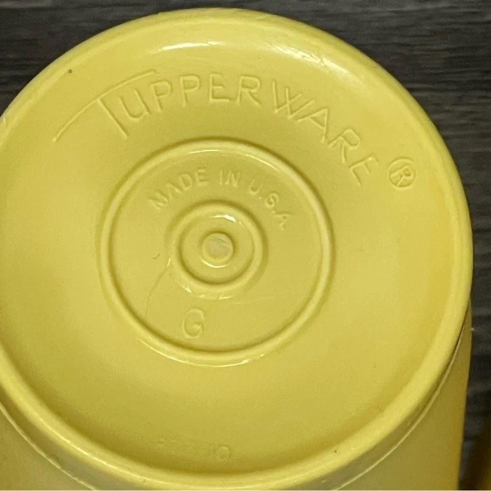 Vintage Yellow Tupperware Tumblers Set of 3 • Retro Cups • Stackable Kitchenware